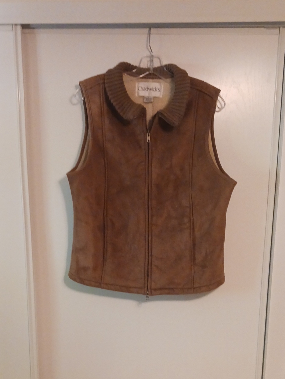 Chadwicks Brown Suede Rib-Collar Zip Vest